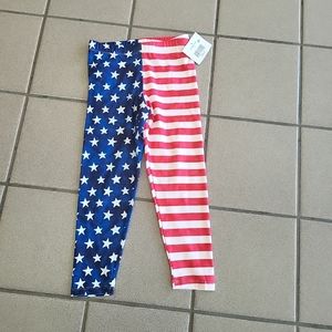 NWT Girls XS(4/5) Americana Patriotic Leggings American Flag 4th Of July